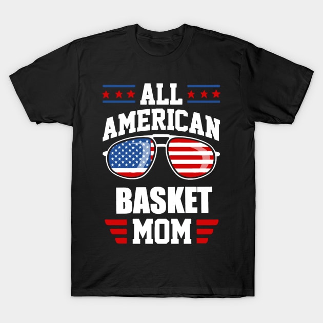 Basket All American Mom USA Flag T-Shirt by LEMOUS TEES